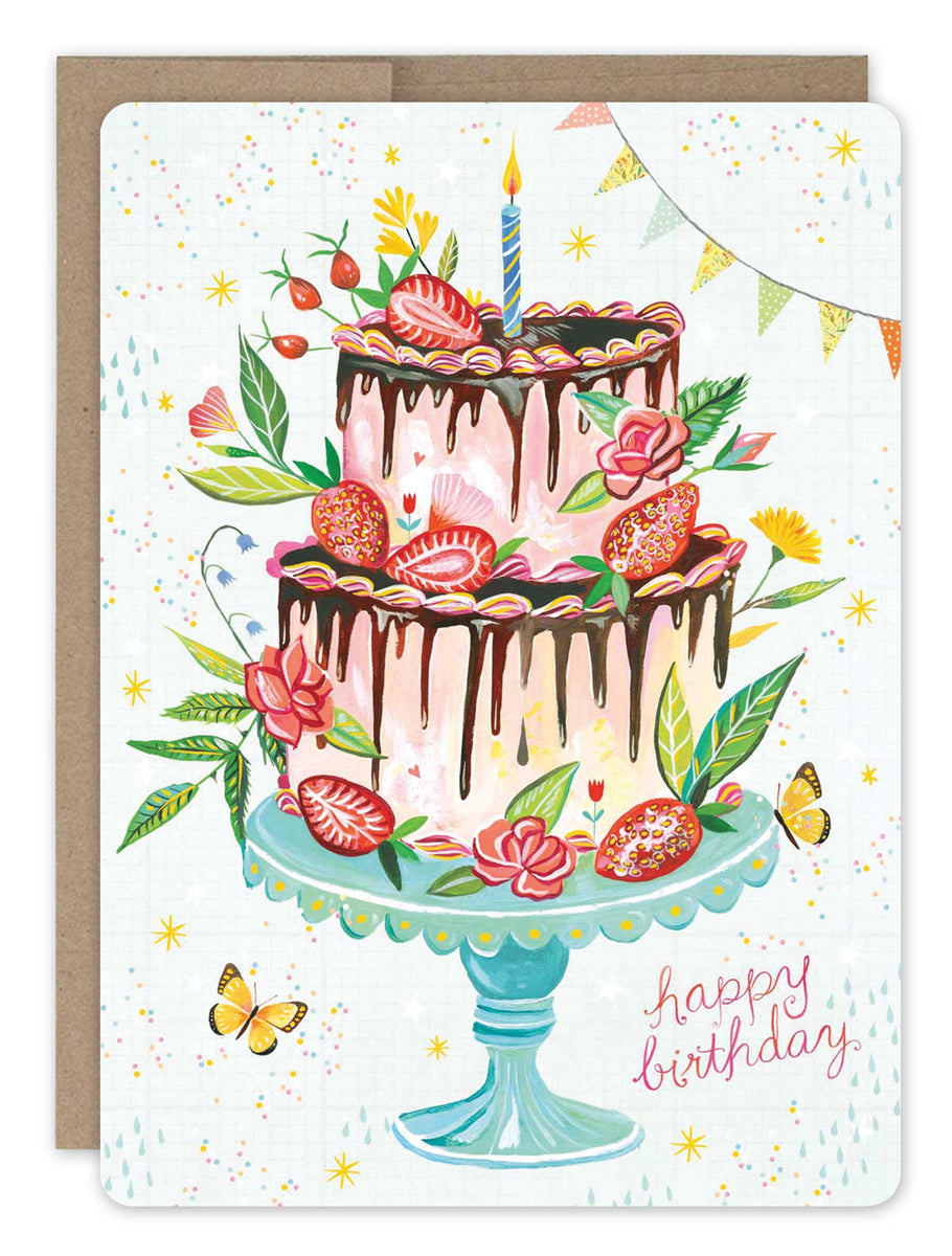 birthday cake illustration vintage