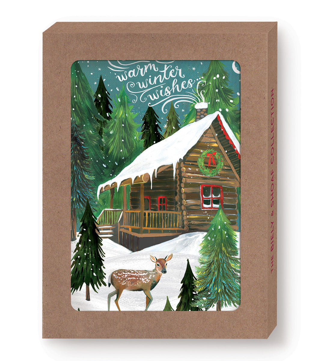 Biglietti Di Natale A Winter Evening – Confezione 15 Pezzi Con 16 Buste Foderate In Lamina Oro – Made In USA