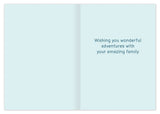 Open illustrated Narwhal Welcome Baby Card by Biely & Shoaf: left blank, right reads "Wishing you wonderful adventures.