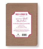 A brown box labeled Biely & Shoaf Cats Christmas Mischief Boxed Holiday Cards contains 10 holiday cards and envelopes printed on recycled paper, with festive red and white holiday wishes on the front.