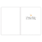 The inside of a Biely & Shoaf Cats Christmas Mischief Holiday card features the handwritten message “Sending you wishes for a fun and festive Holiday” on the right, a blank left side, and is printed on recycled paper.