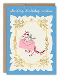 The Biely & Shoaf Chipmunk Sending Birthday Wishes Card features a blue border, Emily Taylor’s chipmunk illustration, and the message Sending birthday wishes. Printed on recycled paper.