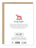 Back features a teacup illustration, artist bio, and Biely & Shoaf branding for the Beautiful Birthday Card.
