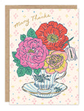 Biely & Shoaf Teacup Thank You Card: “Many Thanks,” floral teacup, polka dots, on FSC recycled paper.