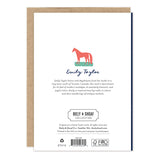 Back of Navy Florals Birthday Card by Emily Taylor with artist bio and Biely & Shoaf branding at the bottom.