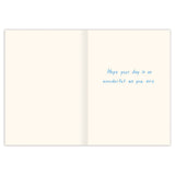 An open Navy Florals Birthday Card by Biely & Shoaf with “Hope your day is as wonderful as you are” in blue text.