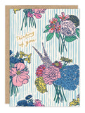 Biely & Shoaf Flower Bundles Sympathy Card: illustrated blooms, gold foil, “Thinking of you” on recycled paper.