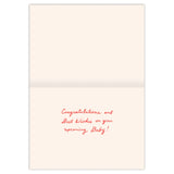 Open Stork Special Delivery Baby Shower Card by Biely & Shoaf, on FSC-certified recycled paper, with red text.