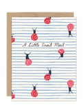 A Little Snail Mail Notecard Set by Biely & Shoaf—pink snails, blue lines, script font on FSC paper.