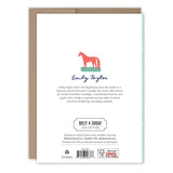 The back of each Penguin & Polar Bear Boxed Holiday Card features Emily Taylors bio, a Biely & Shoaf logo, recycling and barcode symbols—all printed on FSC-certified paper. Set includes 10 cards.