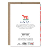 The back of the Festive Cocktails Boxed Holiday Cards by Biely & Shoaf features a cocktail illustration, card and brand details, artist info, recycling and manufacturing details, plus a note about the use of recycled paper at the bottom.