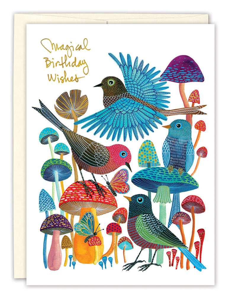 Biglietto D'Auguri Di Compleanno Con Uccellini - Garden Companions - 160x160 Mm Con Busta