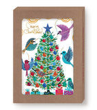 Biely & Shoaf Birds & Christmas Tree Boxed Set: FSC cards with tree, ornaments, gifts, birds & gold foil accents.