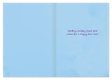Aurora Magical Christmas Holiday Card by Biely & Shoaf: Light blue, "Sending holiday cheer…" in purple on right.