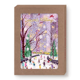 Winter Park Boxed Holiday Cards by Biely & Shoaf feature ice skating, snowy park, and "Season's Greetings" message.
