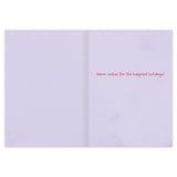 Open Biely & Shoaf Winter Park card with Warm wishes for the happiest holidays! in red on the right page.