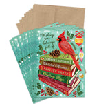 Biely & Shoaf's Holiday Wishes Book Stack card set features festive cardinals on recycled paper holiday cards.