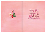 Holiday Wishes Book Stack card by Biely & Shoaf: holly, berries, ornaments; wishes for a season of endless delights.