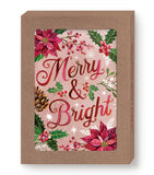 Biely & Shoaf's Poinsettia Merry & Bright Holiday Card Set features gold foil and festive florals for the holidays.