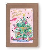 Santa Trimming Tree Boxed Set by Biely & Shoaf: gold foil script, gifts, perfect for holiday cards.
