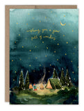 Starry Night Camping Birthday Card