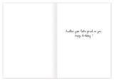 Flamingos Fabulous Birthday Card by Biely & Shoaf: Gold-foiled "Another year looks great on you." Left side blank.