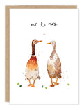 The Mr & Mrs. Ducks Wedding Card by Biely & Shoaf features two ducks and is perfect for newlywed congratulations.