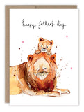 The Lions Father's Day Card by Biely & Shoaf features a Louise Mulgrew-style watercolor of a lion and playful cub with "happy father’s day" in handwritten text and pink hearts—perfect for celebrating Dad.
