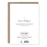 The back of the Bunnies Mother's Day Card features Louise Mulgrew’s handwritten text with a small pink heart above it, an artist bio, Biely & Shoaf branding, and a barcode at the bottom.