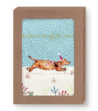 Biely & Shoaf Dachshund Through Boxed Set features a dachshund in pink hat on recycled paper—ideal for holidays.