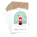 Mailbox Sending Love Holiday Card Set by Biely & Shoaf: red mailbox, birds, snow; printed on recycled paper.