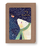 A polar bear and bird star on Biely & Shoaf’s “Merry Christmas” holiday card set: Polar Bear & Bird.