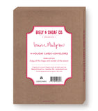 Box of 10 Fox Merry Christmas cards with envelopes by Biely & Shoaf, in brown packaging with red and white label.
