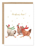 Chickens Christmas Cheer Holiday Card Set by Biely & Shoaf: three festive chickens in scarves and hats for the holidays!.