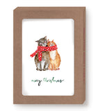 Christmas Cats Holiday Card Set by Biely & Shoaf: two cats in a red scarf, "merry Christmas" on recycled paper.