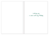 Open Biely & Shoaf Christmas Cats Holiday Card with handwritten text Wishing you a warm and cozy holiday inside.