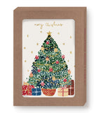 Biely & Shoaf Merry Christmas Tree Card Set features star, ornaments, gifts—perfect for festive cards and recycled prints.