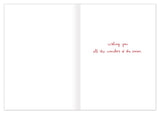 Open Biely & Shoaf Reindeer Magical Christmas Card with handwritten red wishes on the right side.