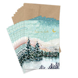 Biely & Shoaf Peace On Earth Snowy Scene Card Set: 10 cards with brown recycled envelopes.