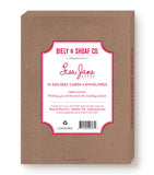 Box of 10 Christmas Village at Night cards & envelopes by Biely & Shoaf, in festive red & white on recycled paper.