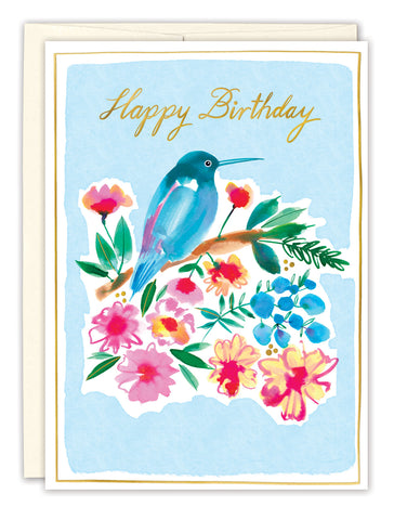 Blue Hummingbird Birthday Card