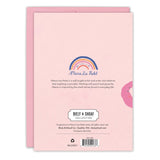 Back of the Wild Thing Valentine's Day Card by Biely & Shoaf shows a rainbow on pink, artist Meera Lee Patel’s bio, logo, barcode, copyright info, “printed in the USA,” and part of a darker pink envelope behind the card.