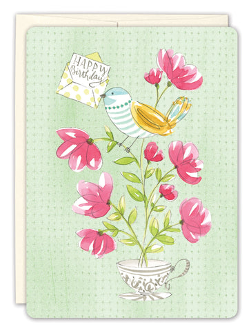 Bird Teacup Birthday Card