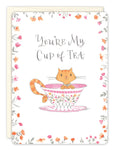 Cat Teacup Friendship Card