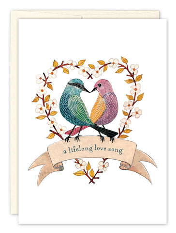 Two Birds In Heart Wedding Card