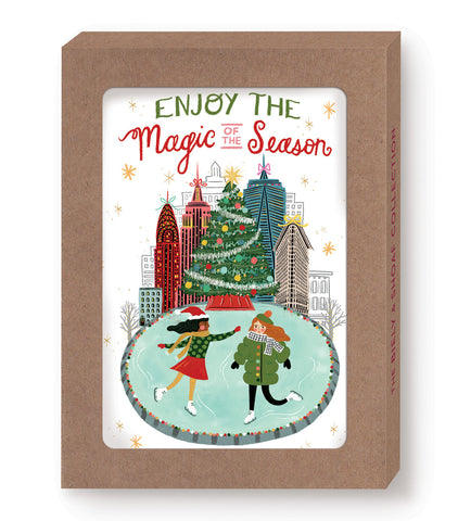 City Ice Skaters Boxed Cards