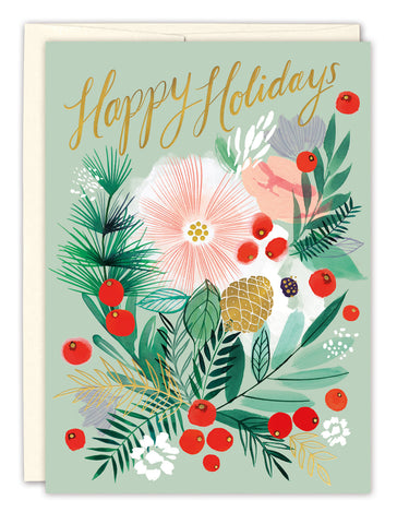 Holly Bouquet Holiday Card