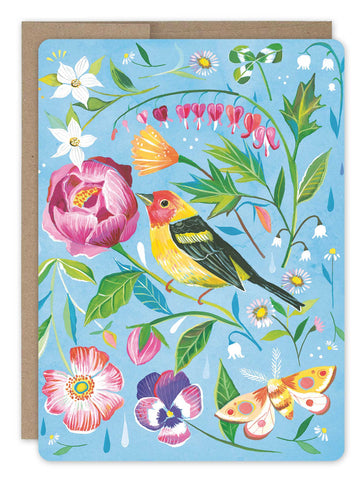 floral bird Friendship Card