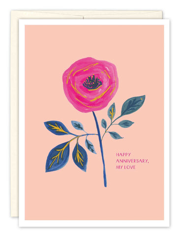 Pink Rose Anniversary Card