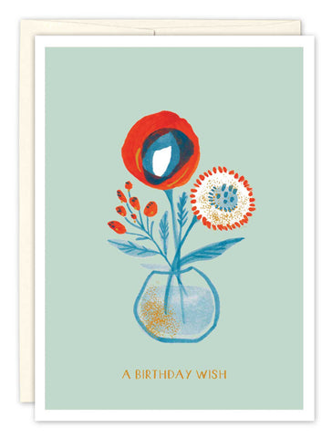 Red & Blue Vase Birthday Card